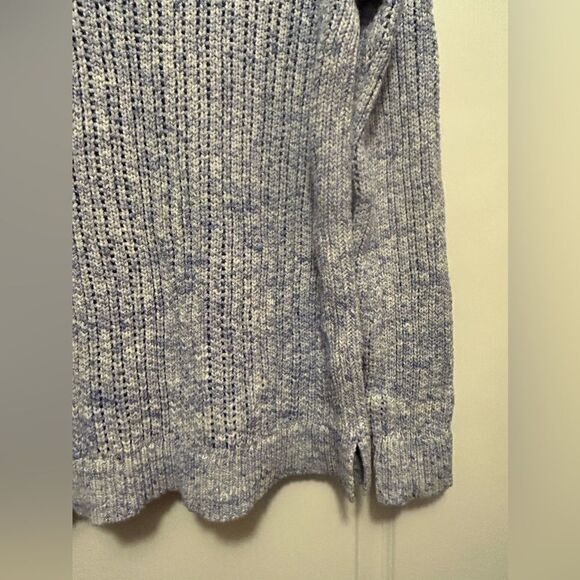 Talbots open knit chunky knit sweater women’s medium blue ivory - Picture 16 of 16